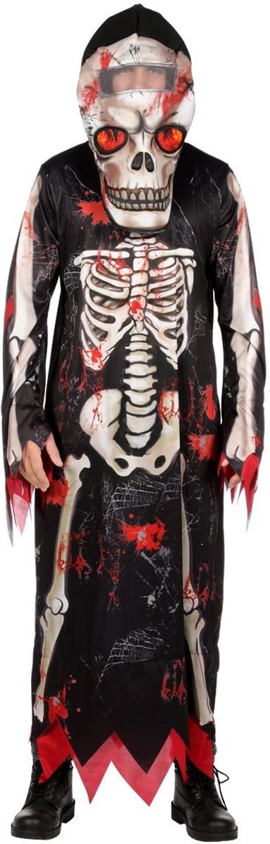 Spook & Skelet Kostuum | Grote Bloederige Kop Skelet | Man | One Size | Halloween | Verkleedkleding